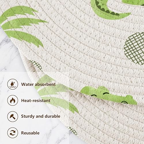 Miniatura 3 de Watercolor Crocodiles Trivet Set 3 Pcs Absorb Water Cooking Pad for Hot Pots and Pans Hot Pad Trivet for Teapot Cookware Protects 15inch