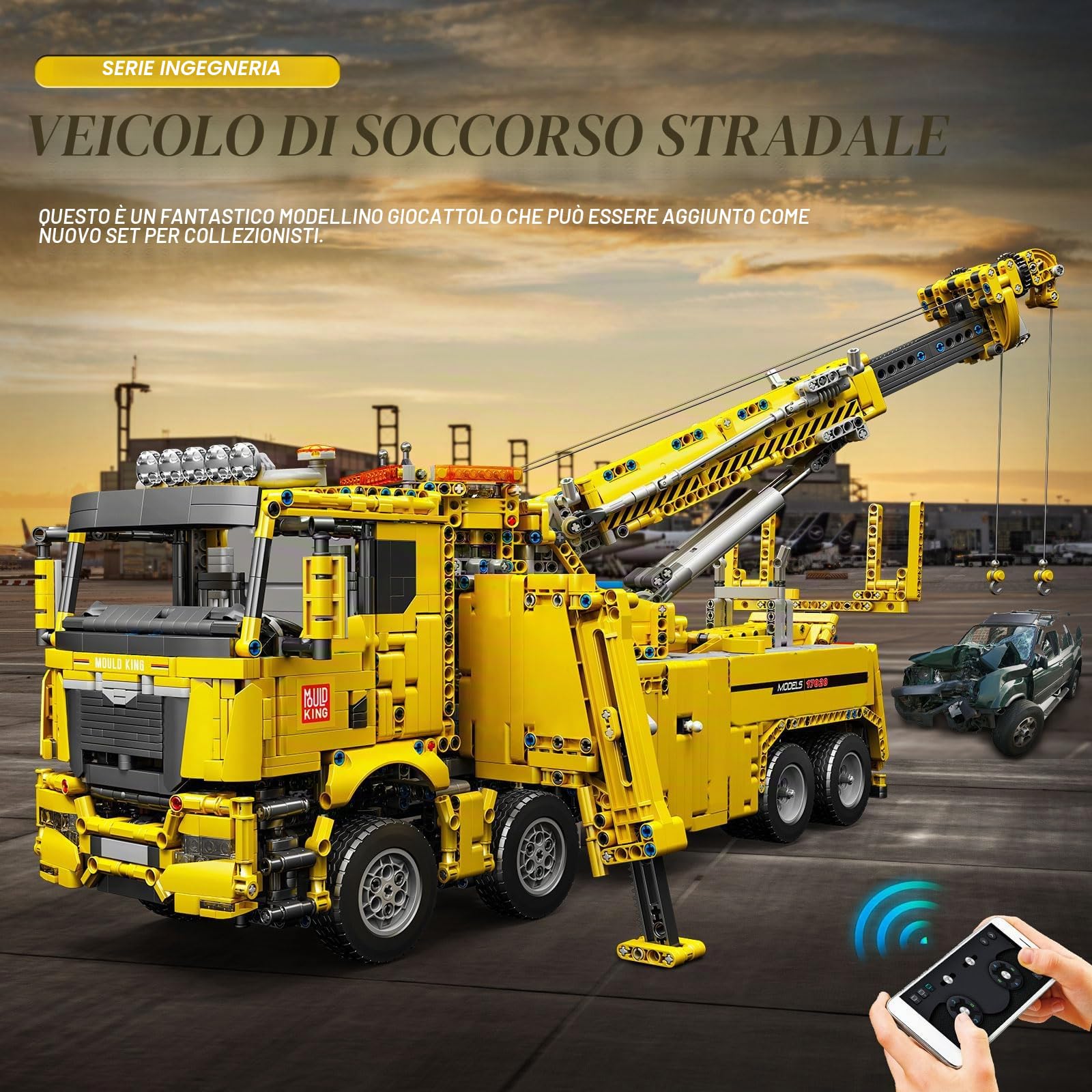 Mould King 17028 Giallo App Building Block Veicolo di salvataggio stradale 4883 Pezzi Versione dinamica di Grandi Costruzioni Modello di camion Blocchi di bloccaggio Kit di montaggio camion