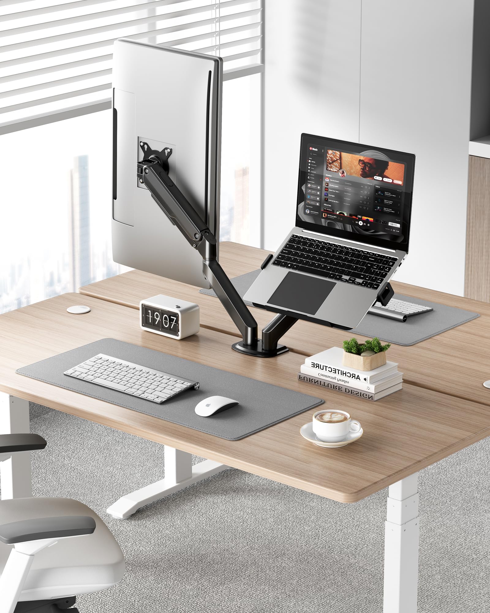monTEK Soporte Monitor Doble 17 à 32", VESA75/100,Carga máx de 9Kg | Soporte Para Pantalla, Brazo Ajustable, Orientable, Inclinación de +90° a -45°, Fijación Mediante Abrazadera u Ojal