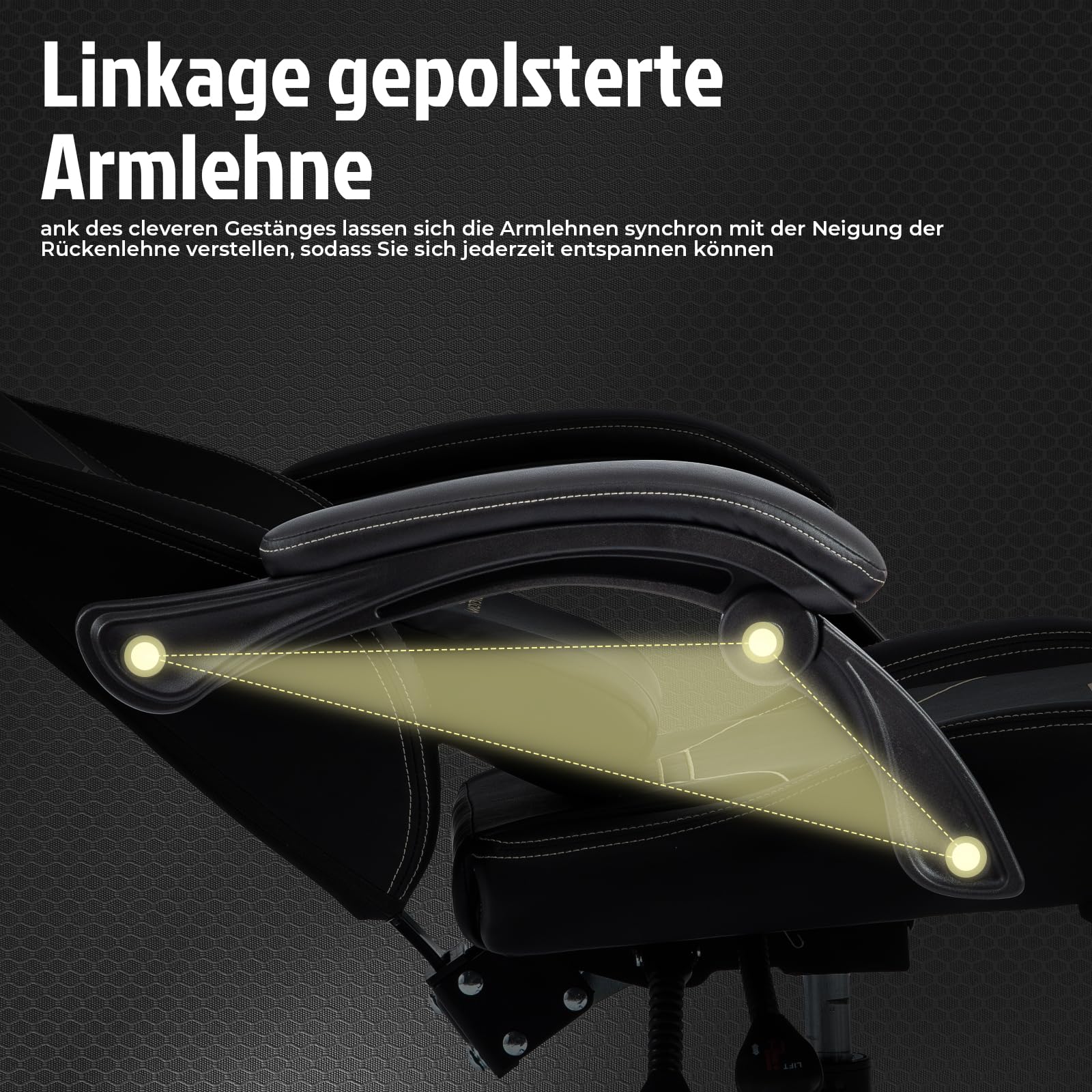 Gaming Stuhl Ergonomisch mit Fußstütze Racing Computerstuhl Höhenverstellbar Gepolstert Bürostuhl Lendenwirbelstütze Schwarz
