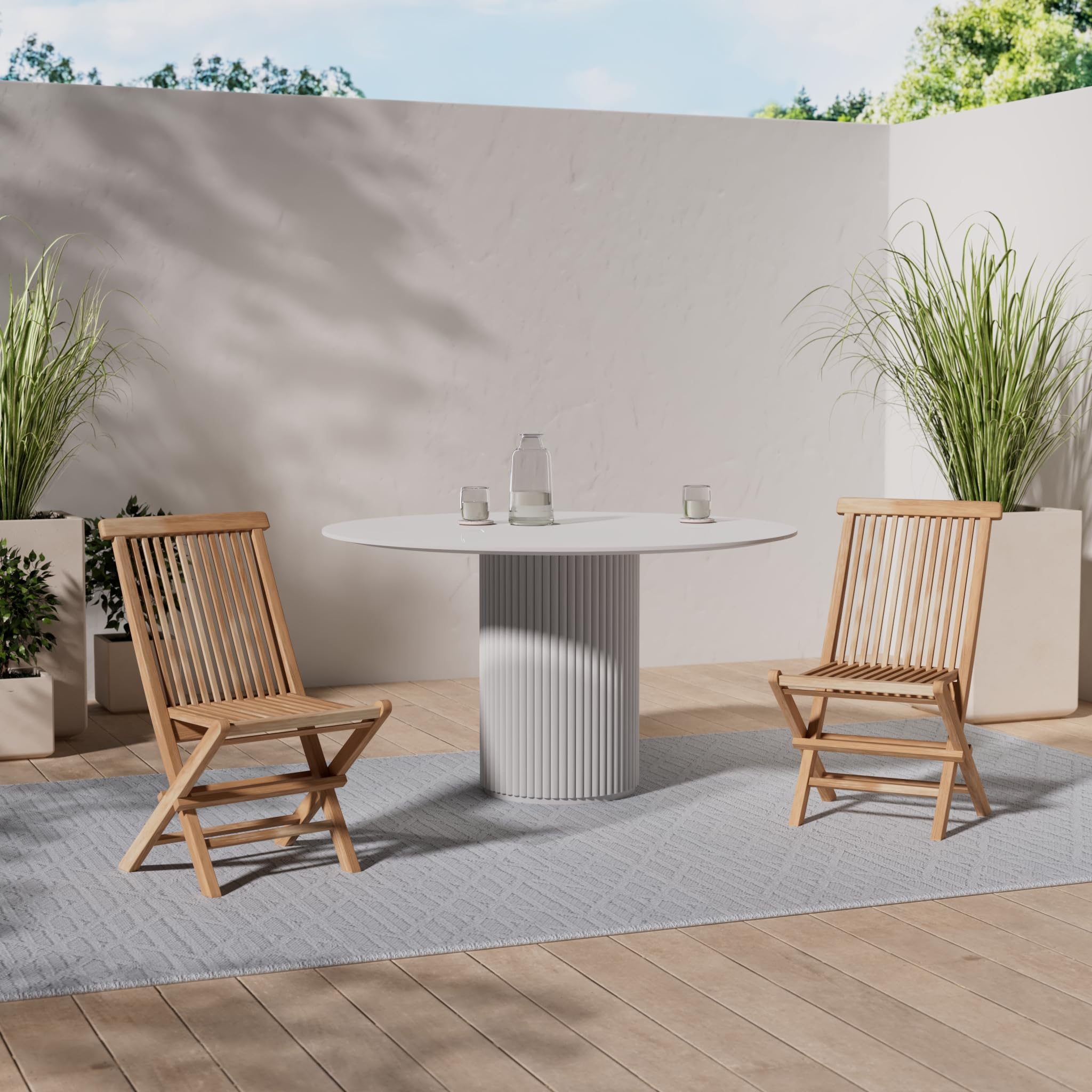 Spetebo Krzesło składane z drewna tekowego Nature Exclusiv – 90 x 50 cm – składane krzesło ogrodowe z surowego drewna tekowego – drewno ogrodowe balkon taras krzesło składane