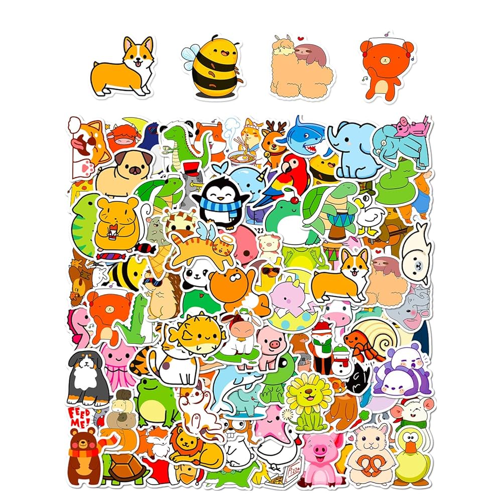 100 Stickers Animaux Kawaii - Autocollants Vinyle Imperméables Pour Déco Gourde, Laptop, Journal