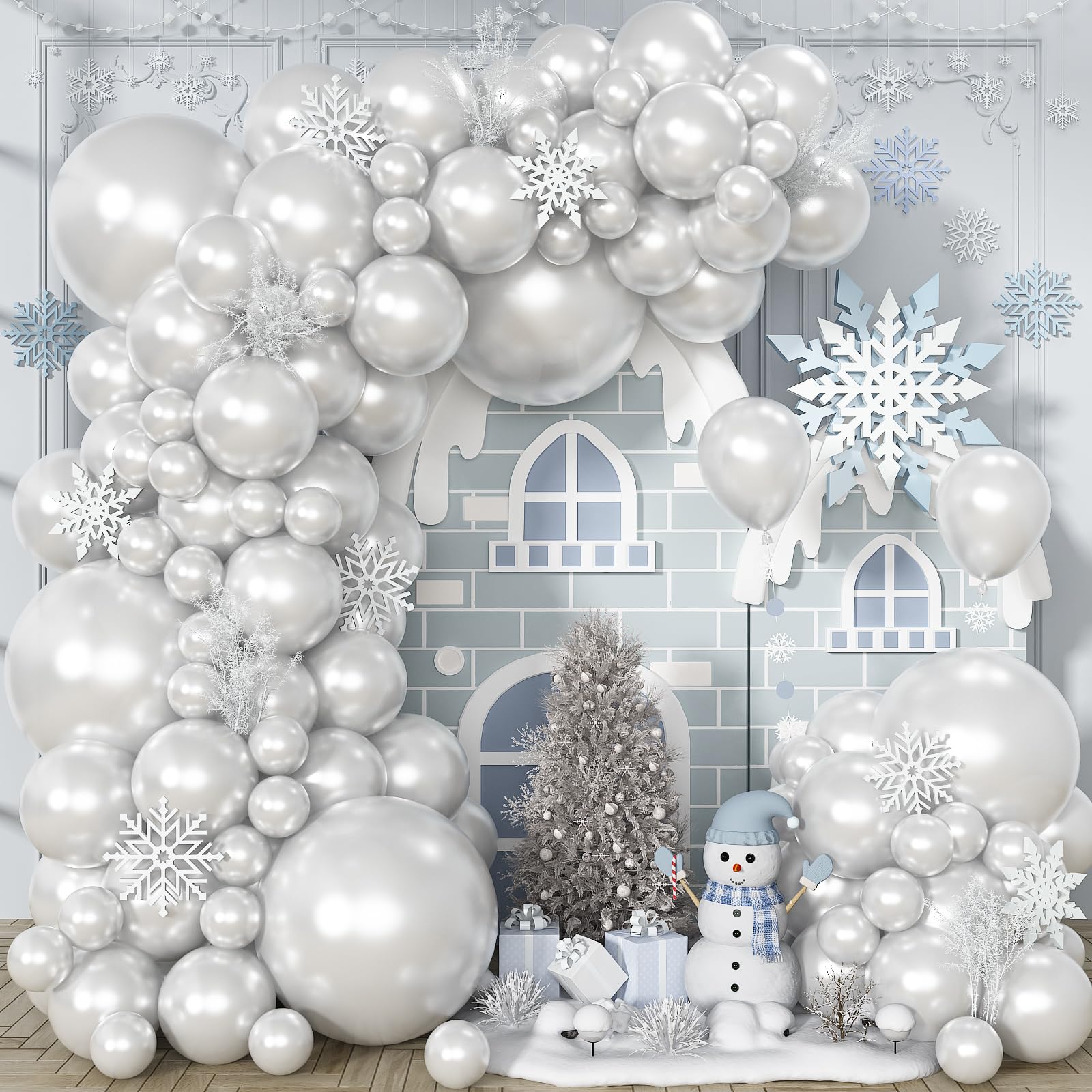 Pearl White Balloons Arch Kit Different Sizes, White Balloons in 18 12 10 5 Inch Pearl White Latex Balloons for Wedding Bridal Shower Graduation Baby