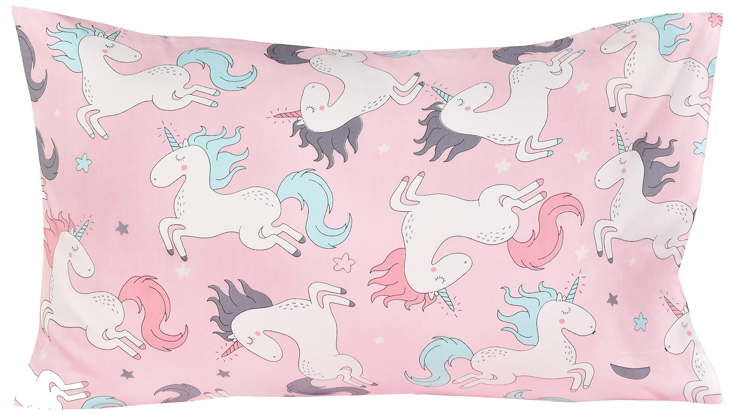 J-pinno Juego de sábanas para niñas y niños, 100 % algodón, sábana encimera, sábana bajera y funda de almohada, diseño de unicornio rosa