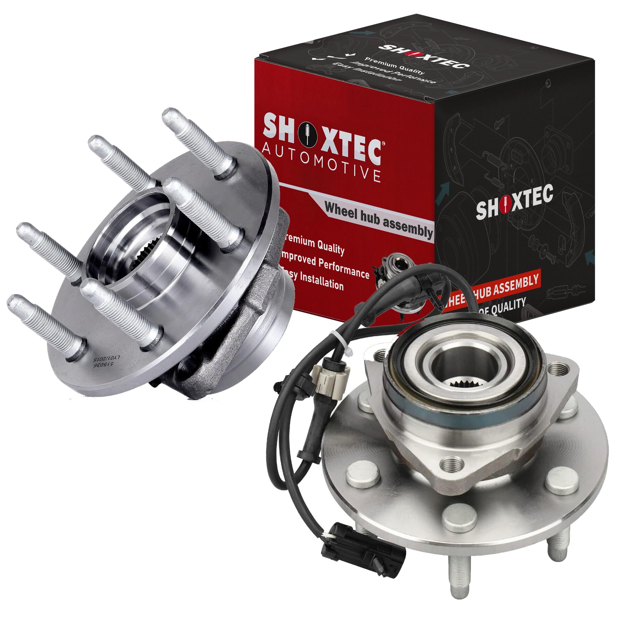 Shoxtec Front Pair Wheel Bearing Hub Assembly Replacement for 4WD Chevrolet Silverado Tahoe Avalanche Suburban Express 1500 GMC Sierra Yukon Savana Cadillac Escalade ESV EXT 6 Repl. no 515036