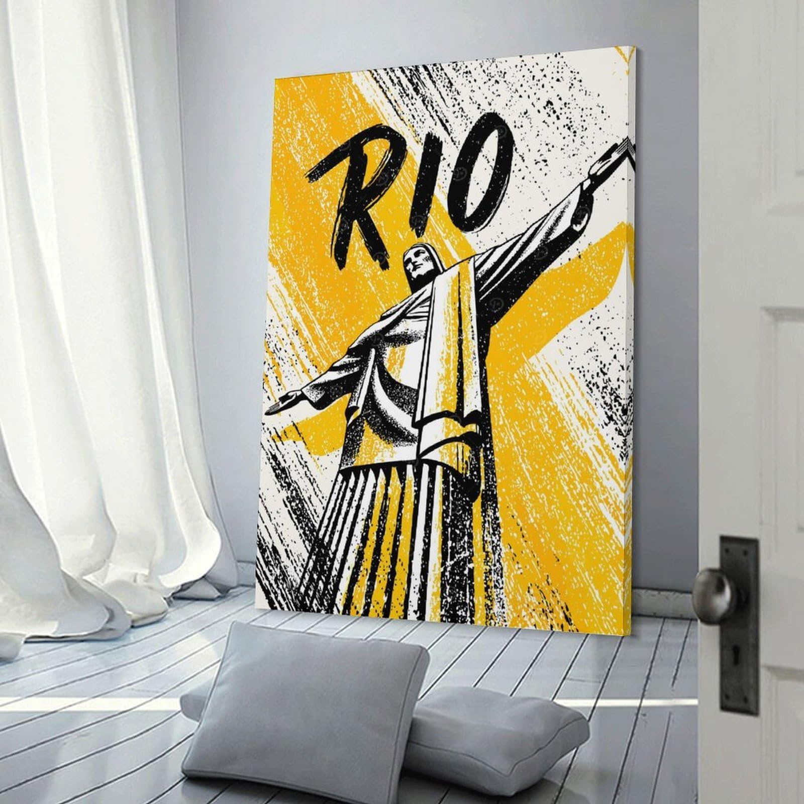 Junmoney Frame-Style-15 Wall Picture Print Rio De Janeiro Travel Poster Art, 24X36inch(60X90cm), For Contemporary Homes, Apartments Or Offices, Decorative Canvas Decor For Home Updates