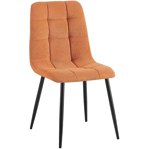CLP Antibes Dining Chair - classic - Metal Frame - Load up to 150 kg - Ribbed - Corduroy -, Color:orange