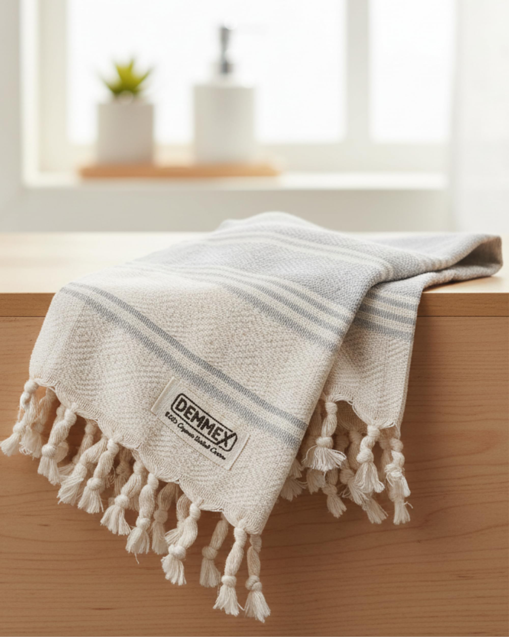 DEMMEX Asciugamani Turchi Biologici 100% Cotone, Certificati OEKO-TEX, Asciugatura Rapida, Motivo Diamante, 45,7x91,7 Cm, Leggeri Da Viaggio