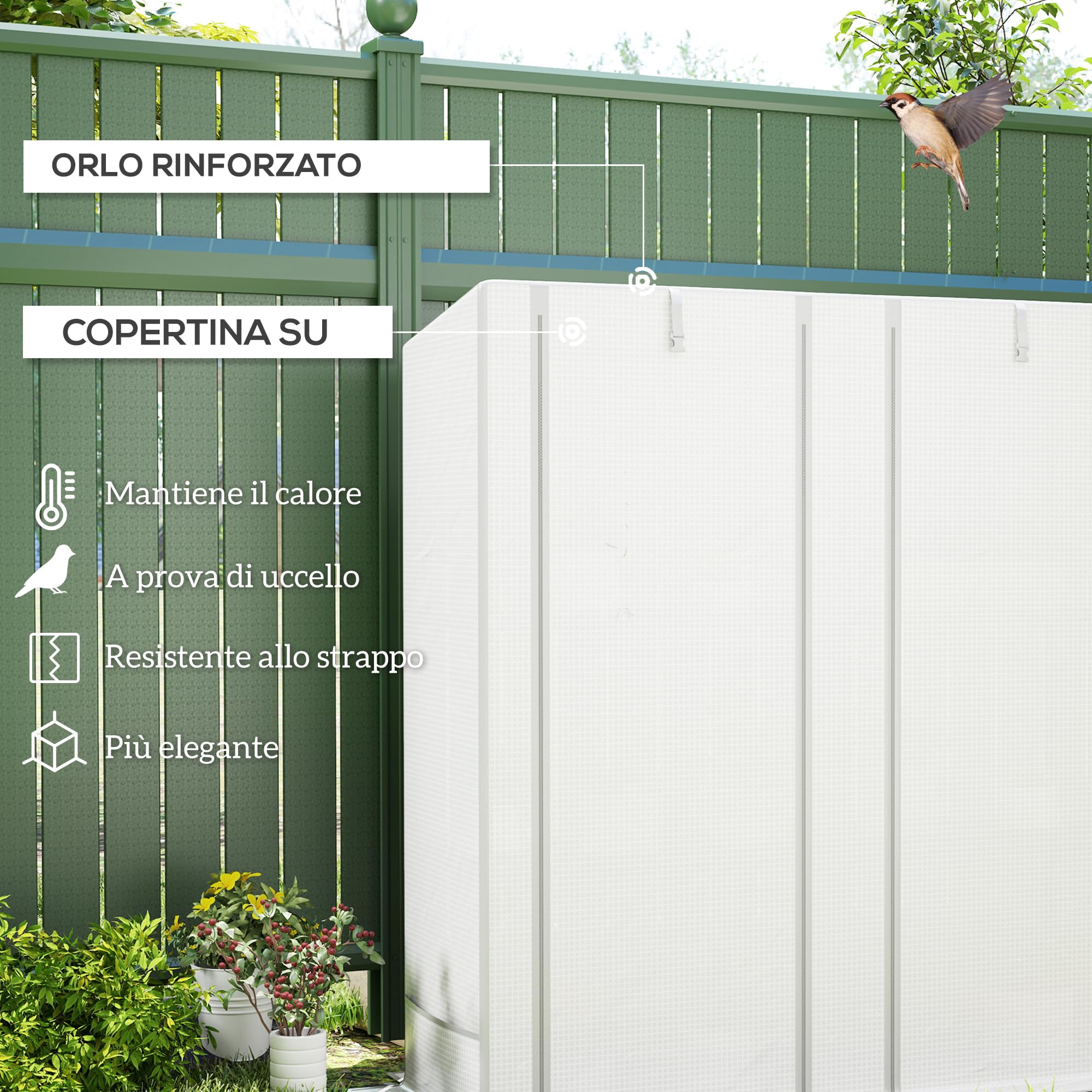 Outsunny Serra da Giardino con 2 Porte Avvolgibili, Scaffale a 3 Ripiani e Tasche Laterali, Serra per Orto, Struttura Acciaio e Copertura PE, per Piante Verdure Fiori Frutta, Anti UV, Bianco e Grigio