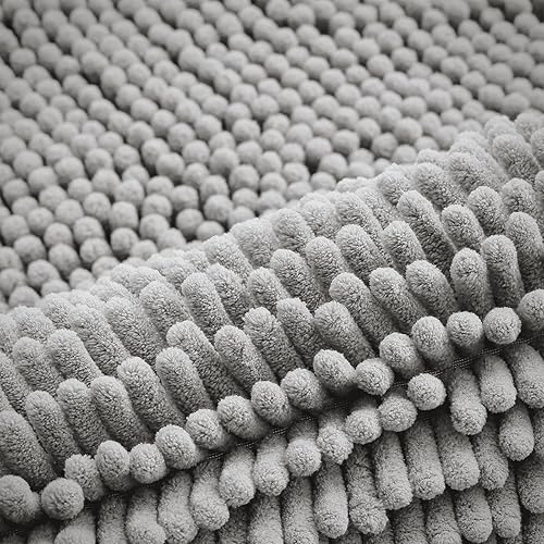 Miniatura 13 de Smiry - Juego de alfombras de baño de 2 piezas, suaves, absorbentes, de felpilla, lavables a máquina, antideslizantes, para bañera, ducha y piso Gris