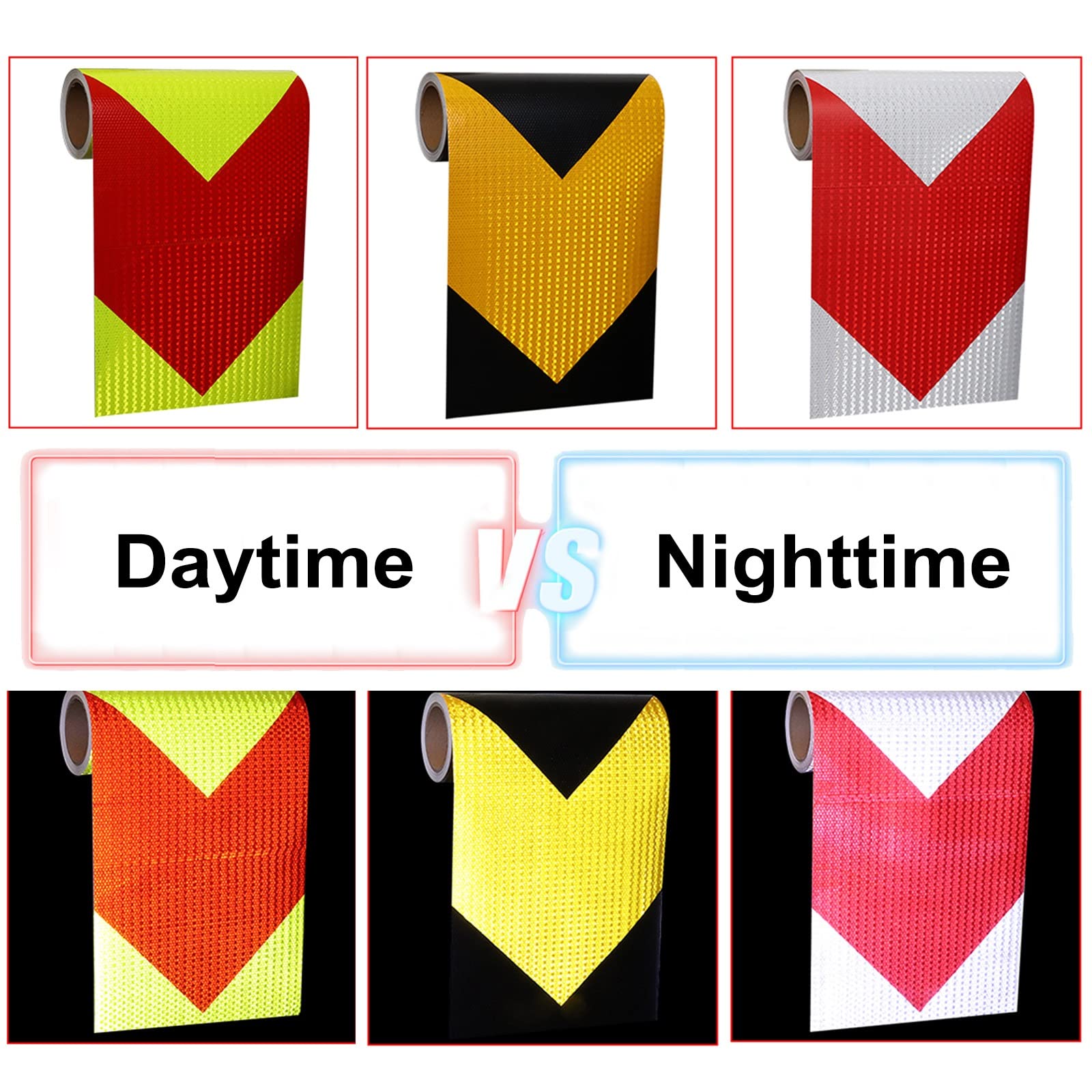 Nastri di segnalazione sicurezza Impermeabile Nastro Riflettente Notturno, All'aperto Freccia Riflettore Adesivo per Segnaletica Stradale/Cantiere/Garage, 30cm di Larghezza ( Color : C , Size : L 3m/9