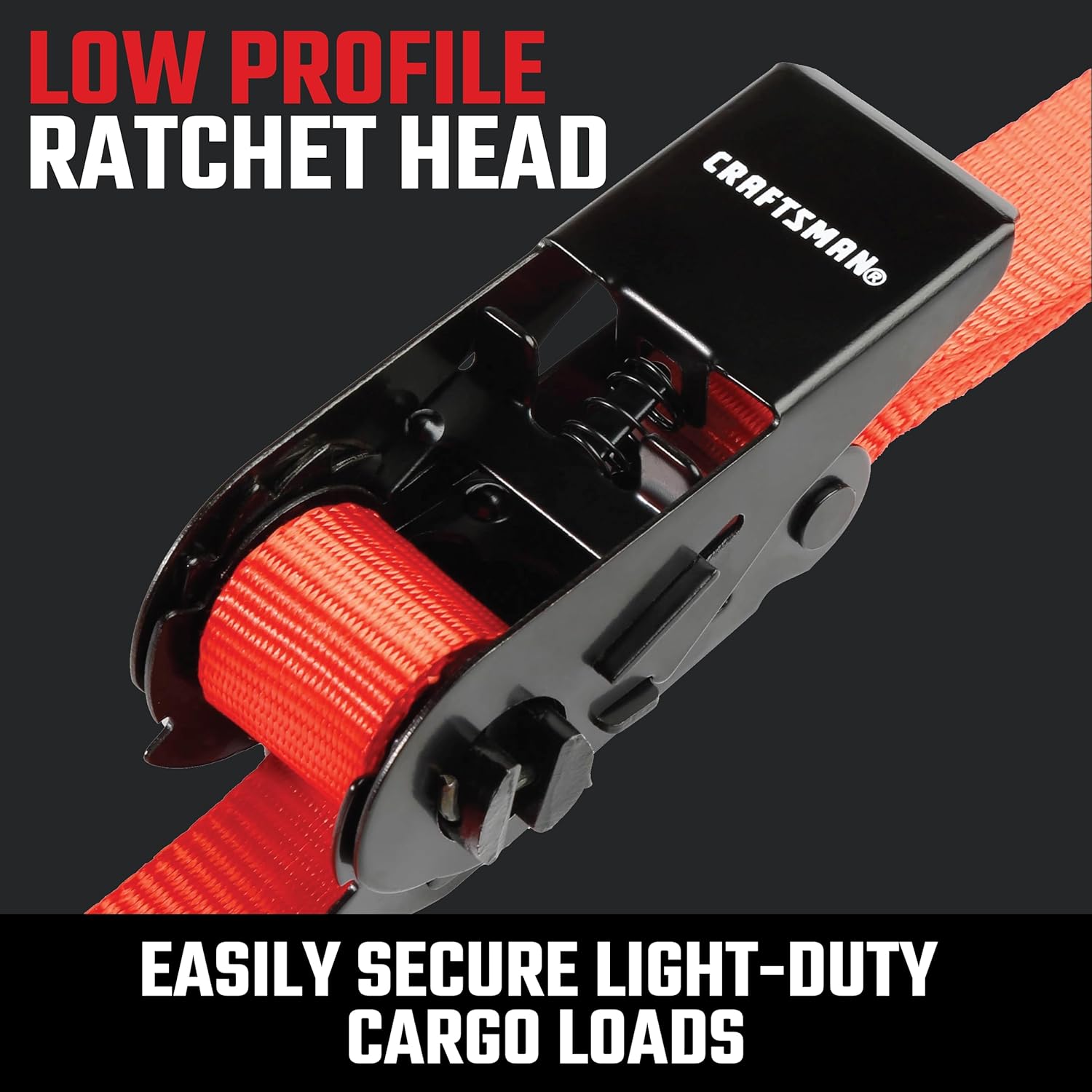 Craftsman CMXAZBS9004 Black/Red 1" x 10' Ratchet Tie Down Straps - Light-Weight Duty (900 Lb Break Strength), 4 Pack - Image 3