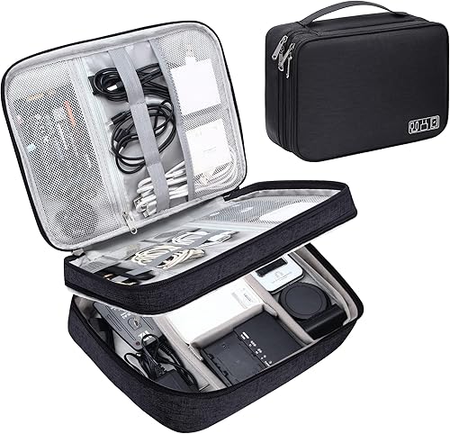 CILLA Organizador electrónico de viaje, organizador de cargador, organizador de cables, organizador de cables, organizador de cables de doble capa,