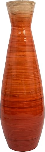 Miniatura 3 de Jarrón de piso de bambú de 31.5 pulgadas de alto, naranja