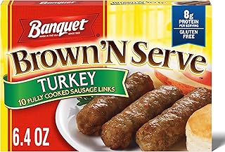 Banquet Brown ‘N Serve Fully Cooked Turkey Sausage Links, Frozen Meat, 10 Count, 6.4 OZ