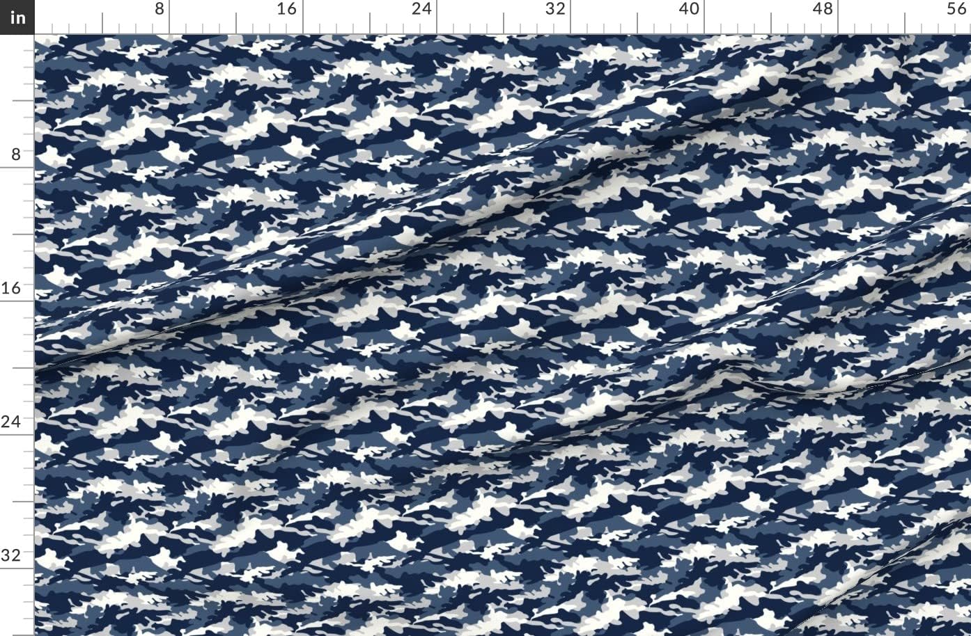 Spoonflower Fabric - Camouflage Camo Blue Grey Navy Army Printed on Organic Cotton Sateen Fabric by The Yard - Sewing Quilting Apparel Home Decor