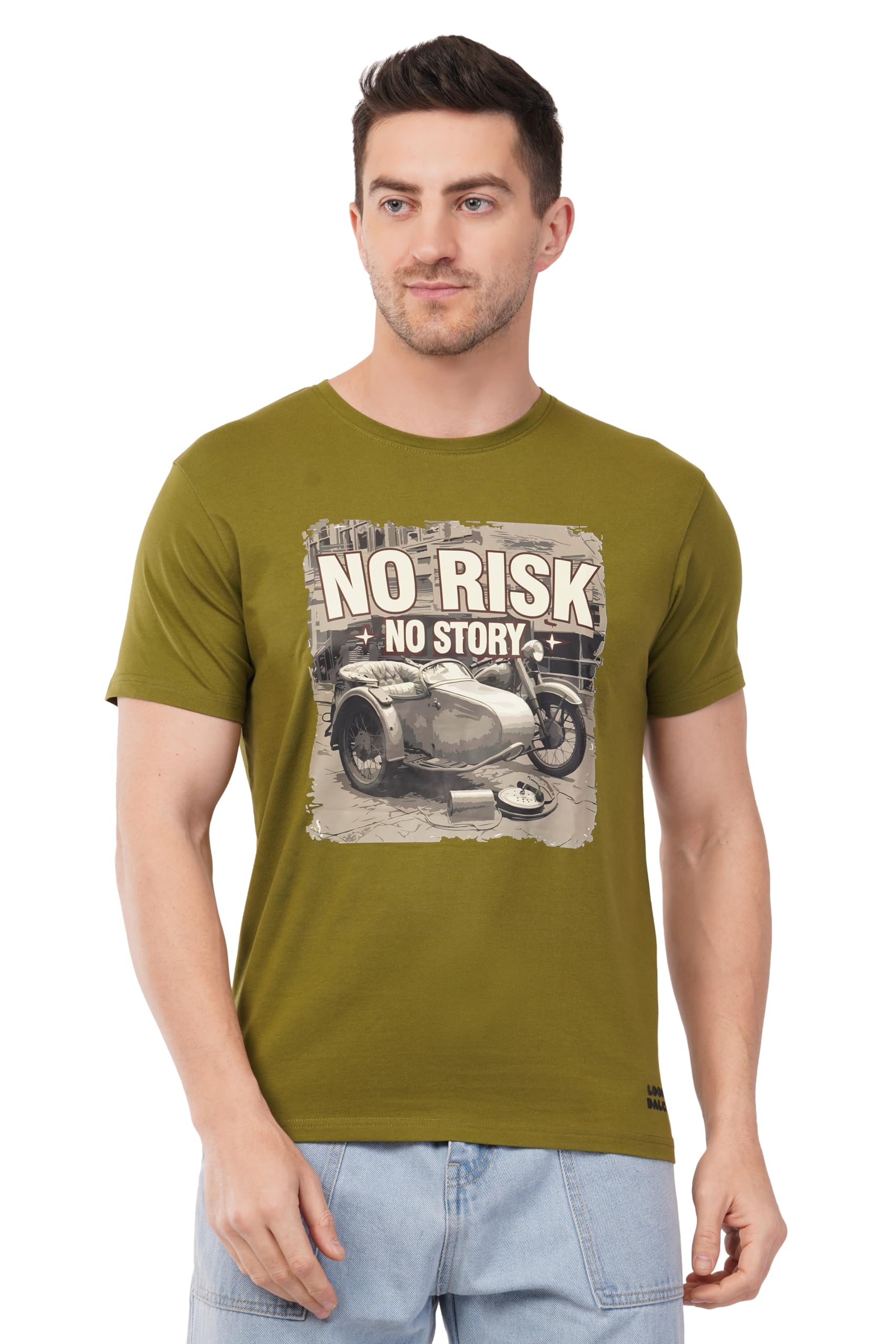 Men’s Printed Round Neck Cotton Lycra T-Shirt Slim Fit-image-5
