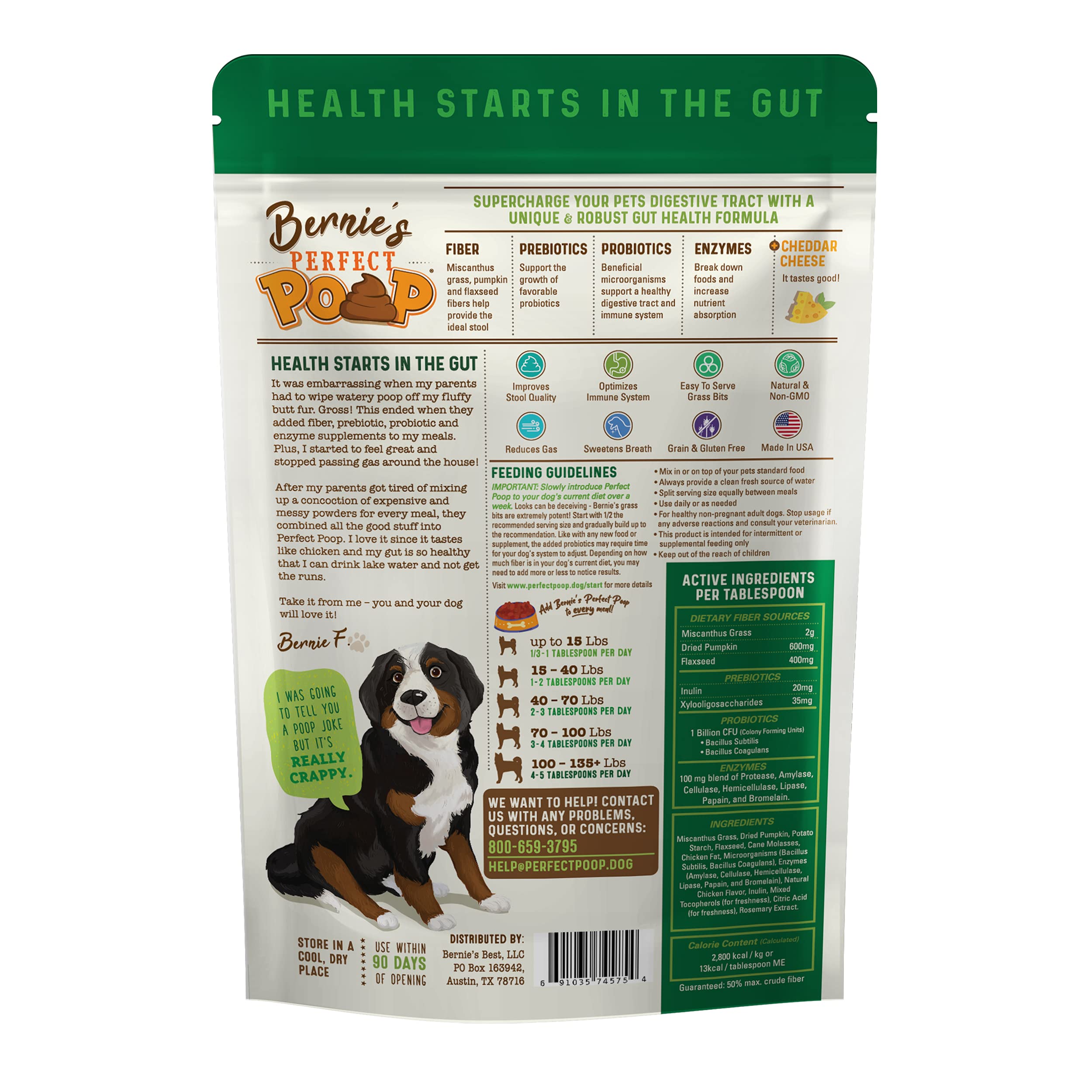 Perfect Poop Digestion & Health Supplement for Dogs Fiber, Prebiotics