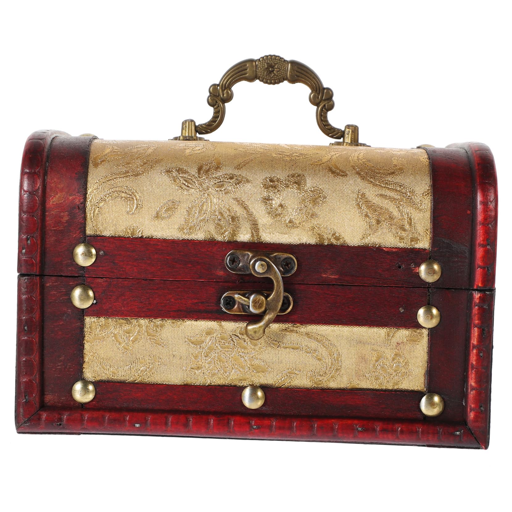 FRCOLOR Wooden Jewelry Storage Box Lid Vintage Keepsake Chest for Organizing Necklaces Bracelets and Household Items Design for Home Decor and Giving