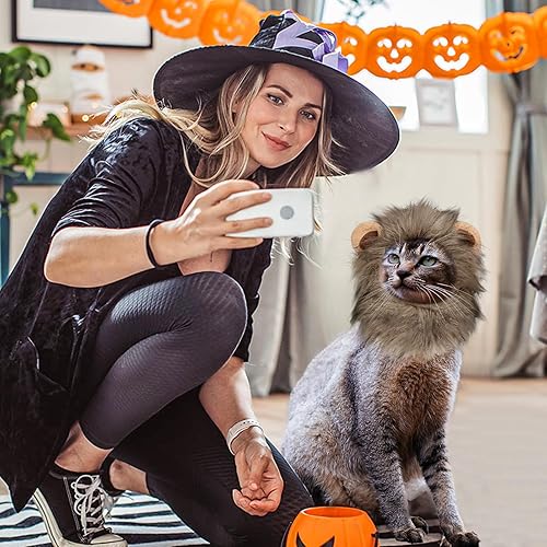 Miniatura 6 de Disfraz de Halloween de melena de león para gatos pequeños y cachorros, disfraz de mascota para Halloween, cumpleaños de gato, cosplay de gato,