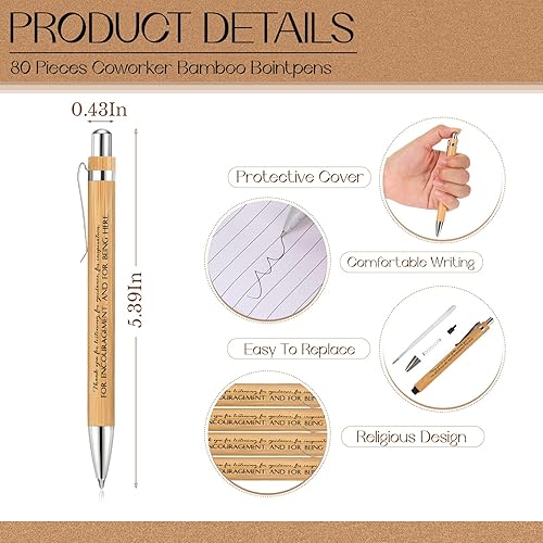 Miniatura 3 de Tinlade 160 piezas de regalos de regreso a clases, mini cuadernos inspiradores y bolígrafos de bambú motivacionales, regalo de agradecimiento
