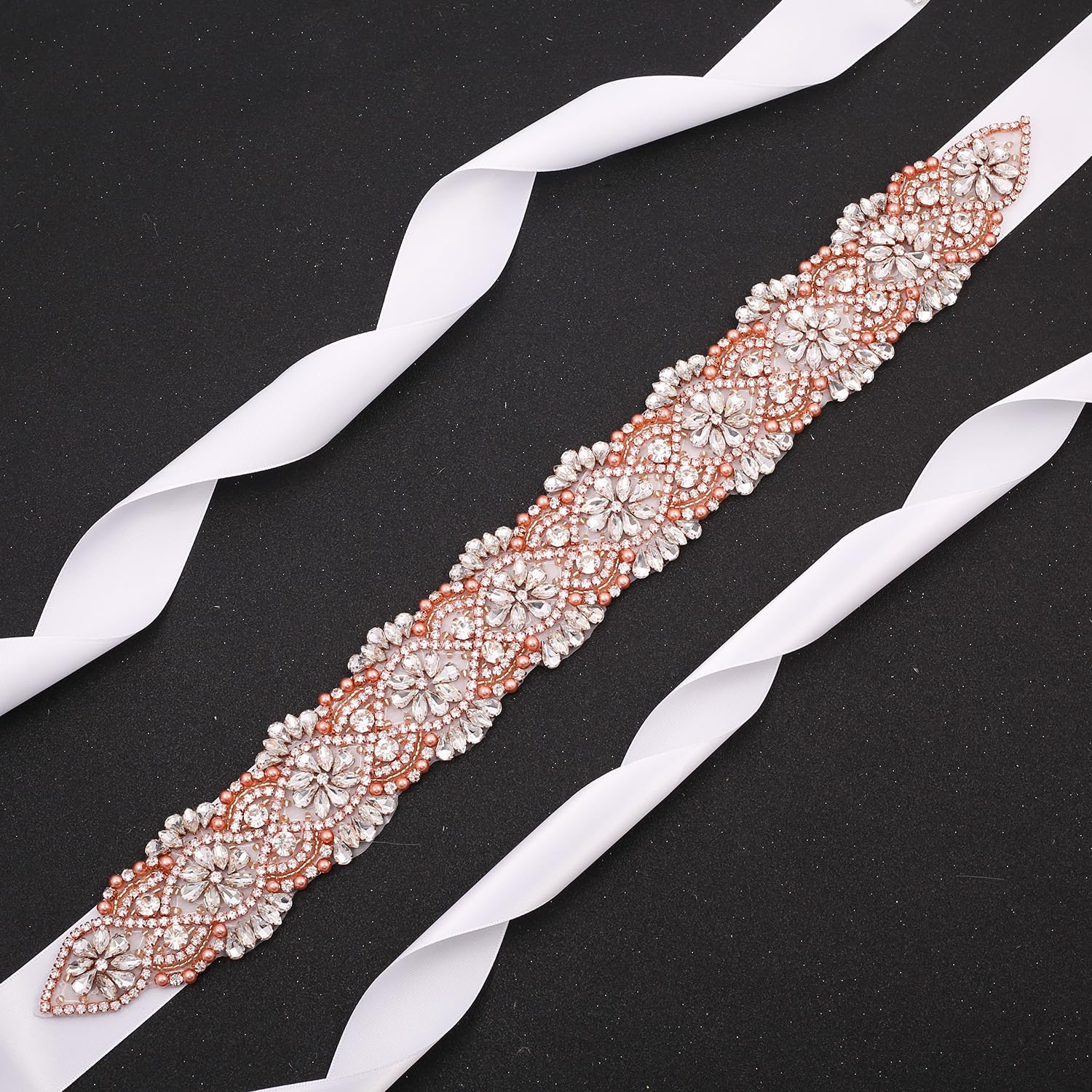 Faja Cinturones de Novia con Perlas, cinturón de Vestir, Cinturones de Boda con cinturón de Diamantes de imitación, cinturón Adornado con Cuentas, cinturón de satén (Color : Off White)