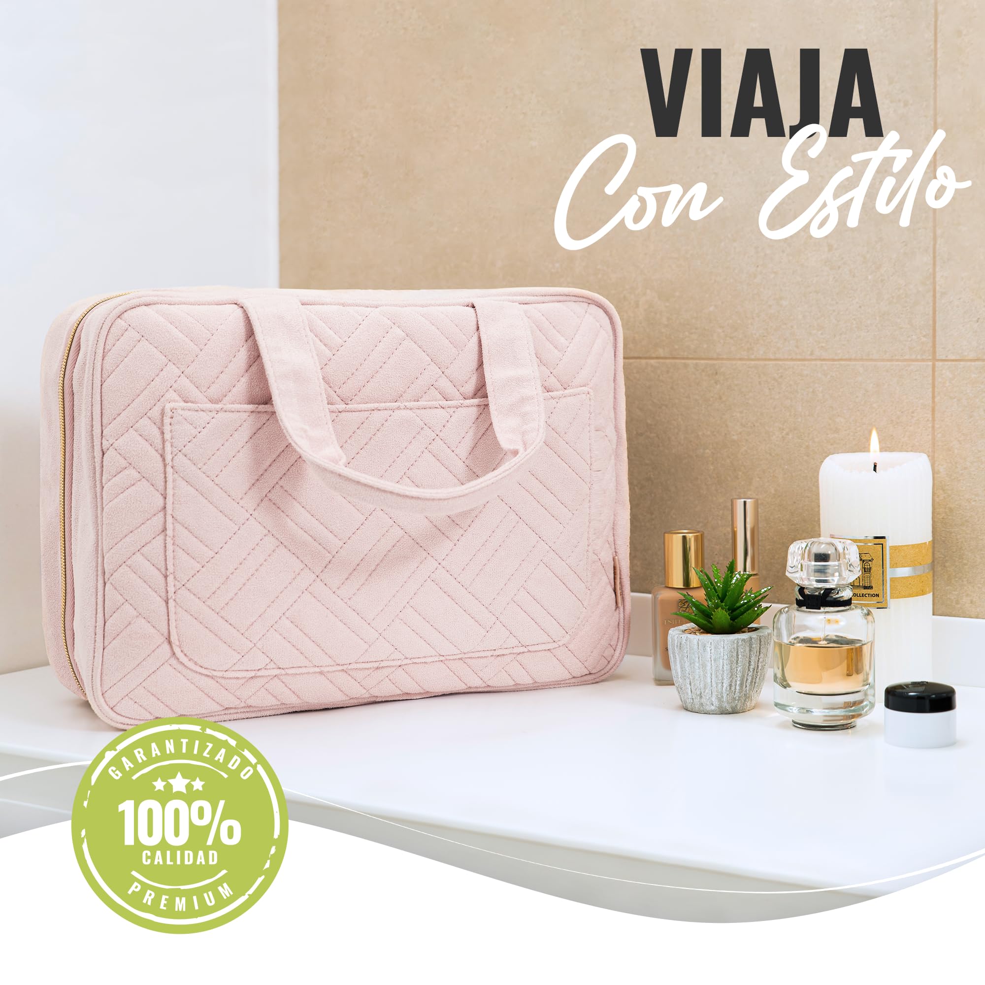 BOACAY Neceser Grande para Mujer y Niña, Bolsa de Aseo Colgante, Bolso Baño y Viaje, Organizador de Maquillaje, Kit para Cosméticos, Accesorios