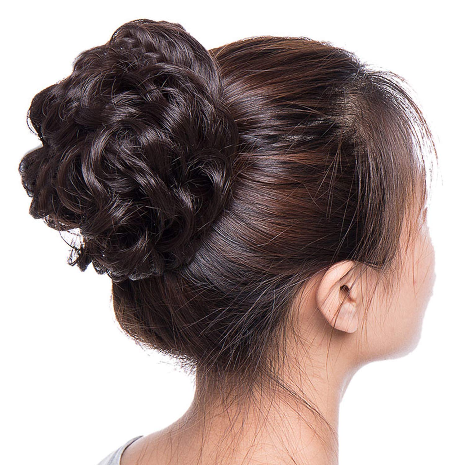 KARDIFF Messy Bun 2Pc Bun Hair Accessories Extension Hair For Women False Hair Messy Bun Scrunchie Hair Artificial Hair Bun For Women Rubber Bands For Women Brown- 2 Pc Pack-image-27