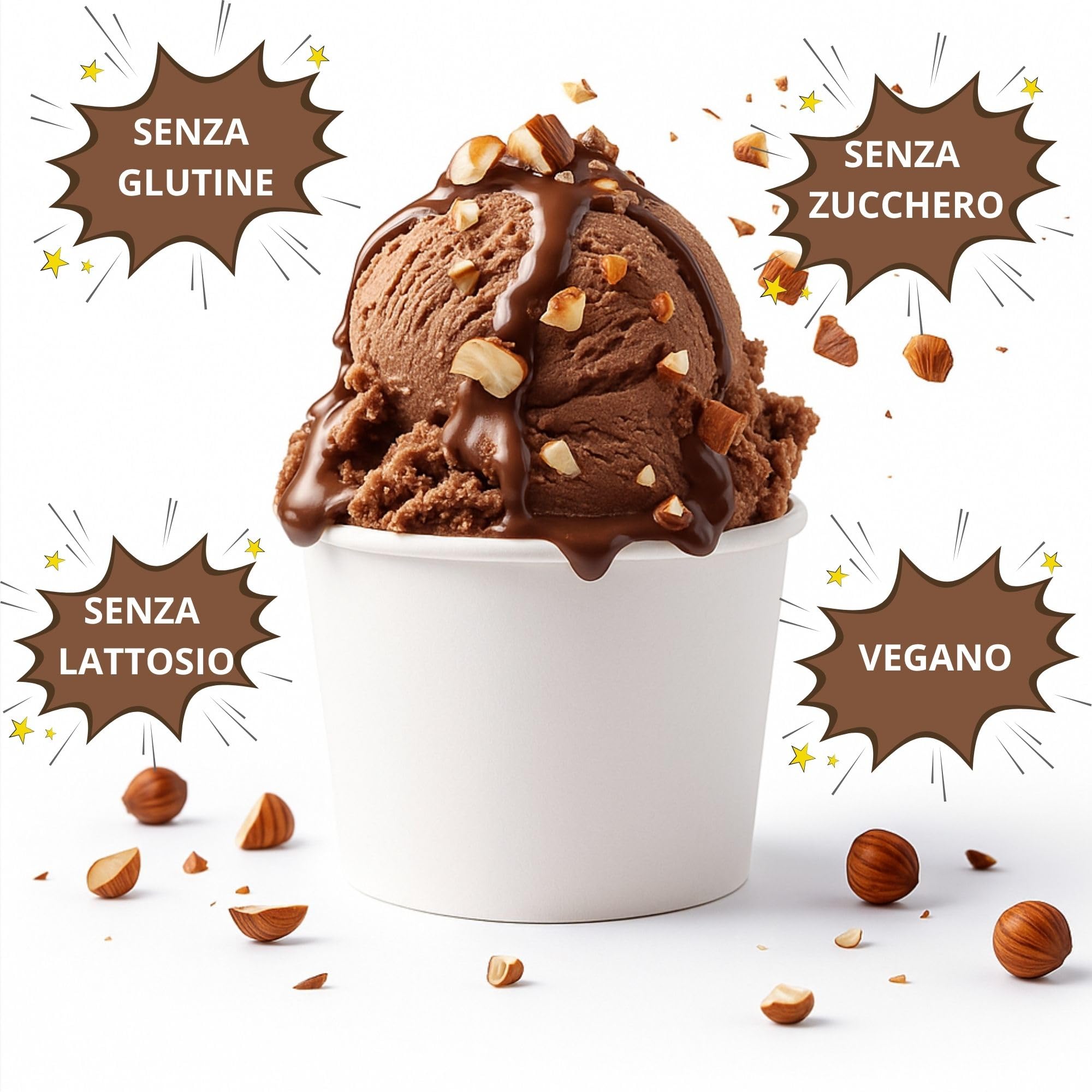 KETO & FIT 01 CARB Gelato Keto, Gelato senza Zucchero Dolcificato con Eritritolo, Gelato senza Lattosio, Vegan e Senza Glutine, al Bacio Pronto da Gustare in Vaschetta Termica da 400g