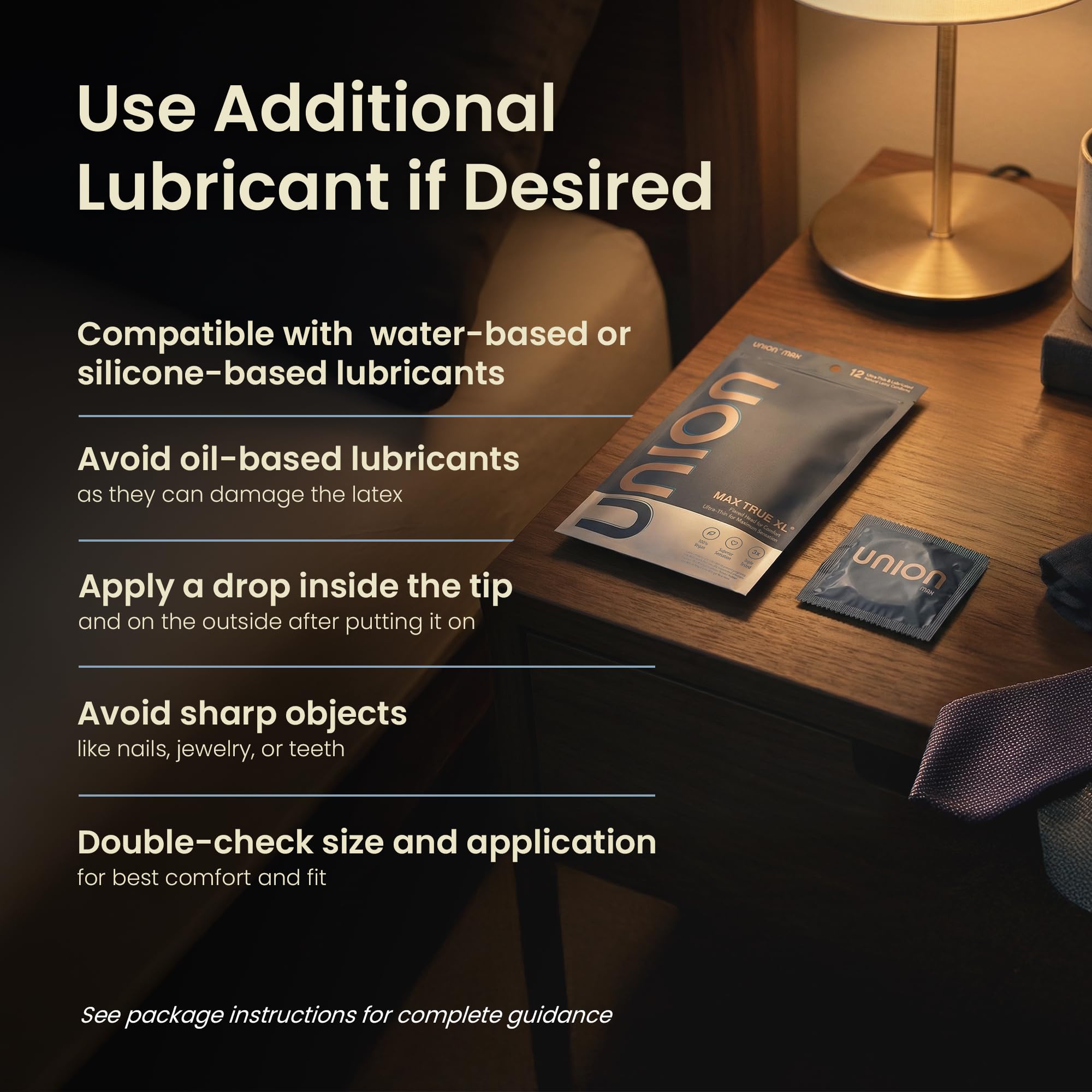 UNION MAX Condoms - True XL - Ultra Thin Large Fit Natural Latex with Flared Head, Lightly Lubrication, Sensitive Bare Feel, Natural Touch and Close Fit Comfort – Extra Large 60mm Size, 12 Count Pack