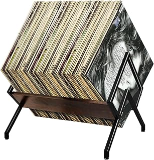 Vinyl Record Storage Holder, Holds 85-110 Vinyl Records, Magazine Holder, Vinyl Records Albums Vinyl Record Storage Rack Black