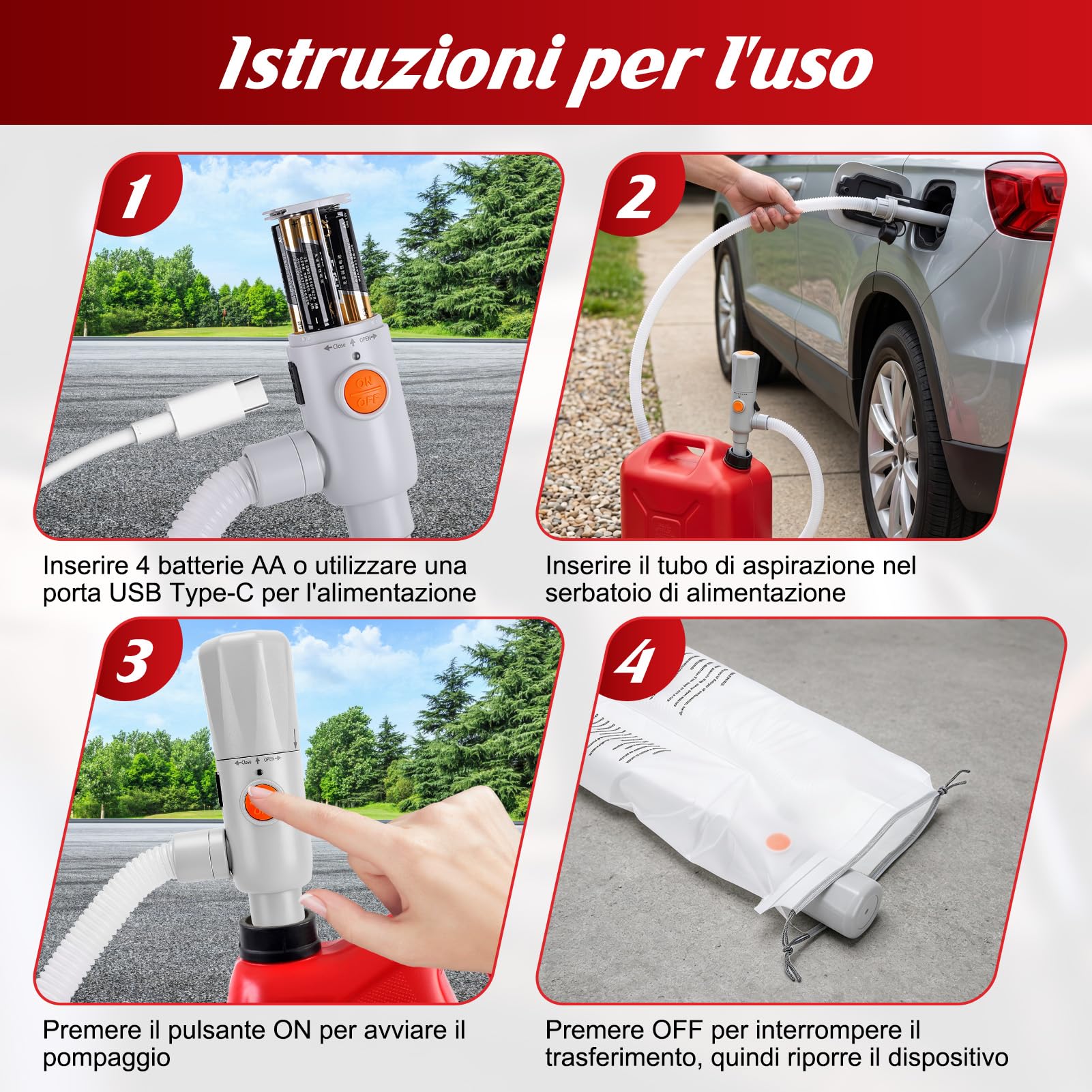Yosoo Health Gear Pompa di Trasferimento Carburante, Portatile Pompa Travaso Benzina Elettrica con Arresto Automatico, Telescopico Tubo Principale, Portata 3.2 GPM per Auto Camper Generatore Barca