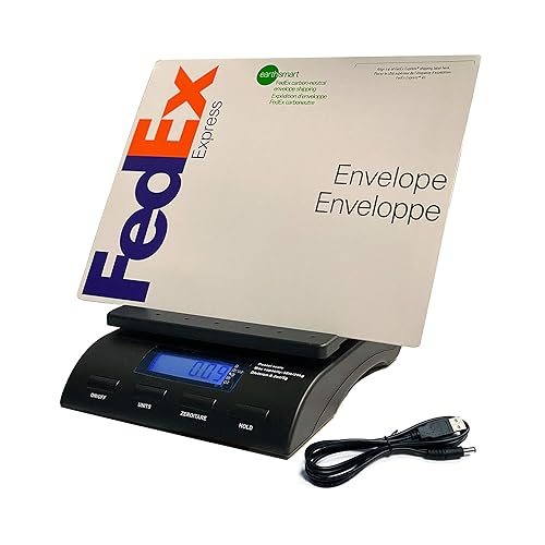 Báscula digital de 50 lb x 0.2 oz para envío de mesa postal con pantalla grande, soporte de sobre y cable de alimentación USB