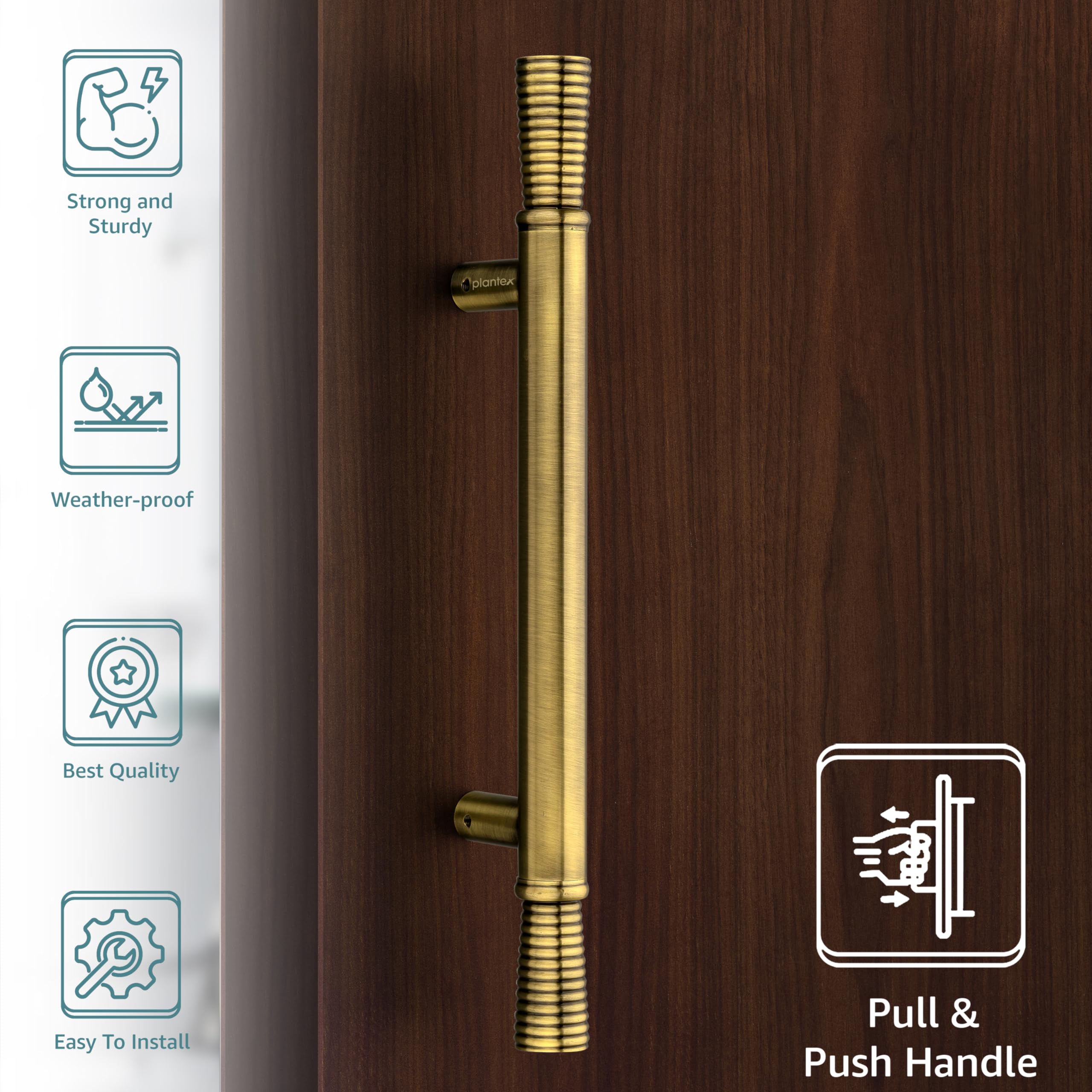 Plantex Heavy Duty Main Door Handle/14 Inch Door Handle for Main Door/Pull-Push Handle for Glass/Wooden Door- Pack of 1 (Brass Antique) - 3 Years Warranty — Amazon image 3