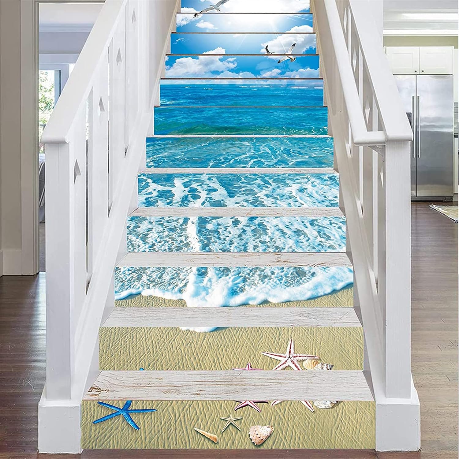 Amazon.de: FLFK 3D Sonnenschein Ozean Strand Selbstklebend Treppen ...