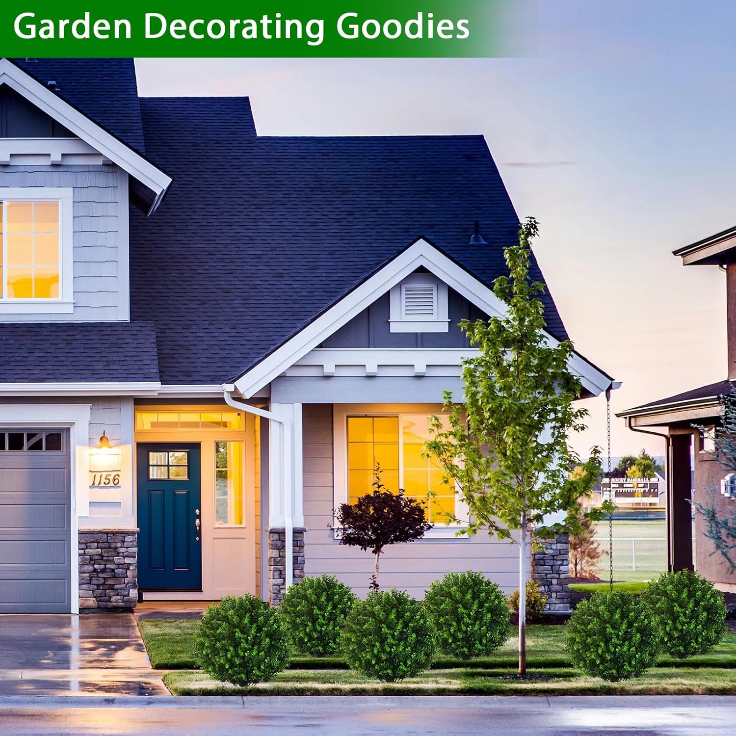 JQTOP Outdoor Courtyard Decoration, 2 Simulated Shrubs with Spikes, UV Resistant Artificial Shrubs - Image 7