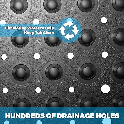 Miniatura 3 de YINENN Tapete cuadrado de baño de 21 x 21 pulgadas con ventosas y agujeros de drenaje, antideslizante y lavable para duchas (transparente)