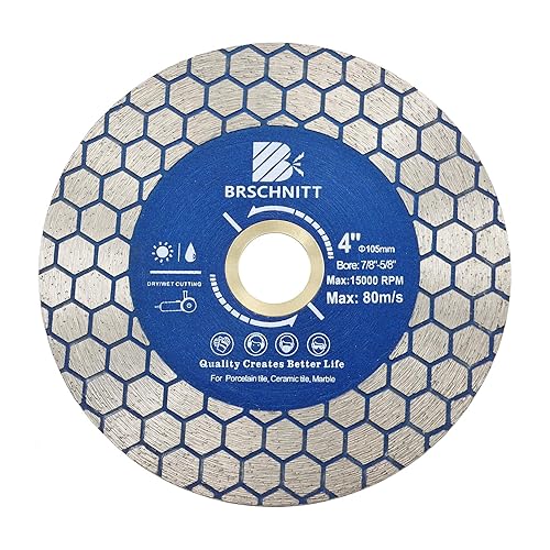Rueda de corte de granito de diamante de 4 pulgadas, amoladora angular soldada al vacío de 4.134 in, hoja de diamante para cortar porcelana,