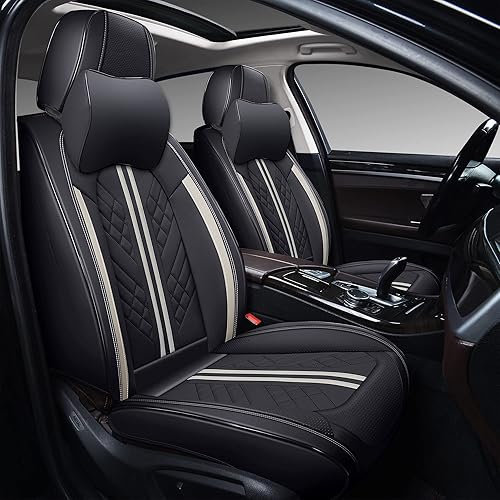 GXT - Funda de piel sintética para asiento de automóvil de cobertura completa, de lujo, antideslizante, universal, se adapta a sedanes, VUD,