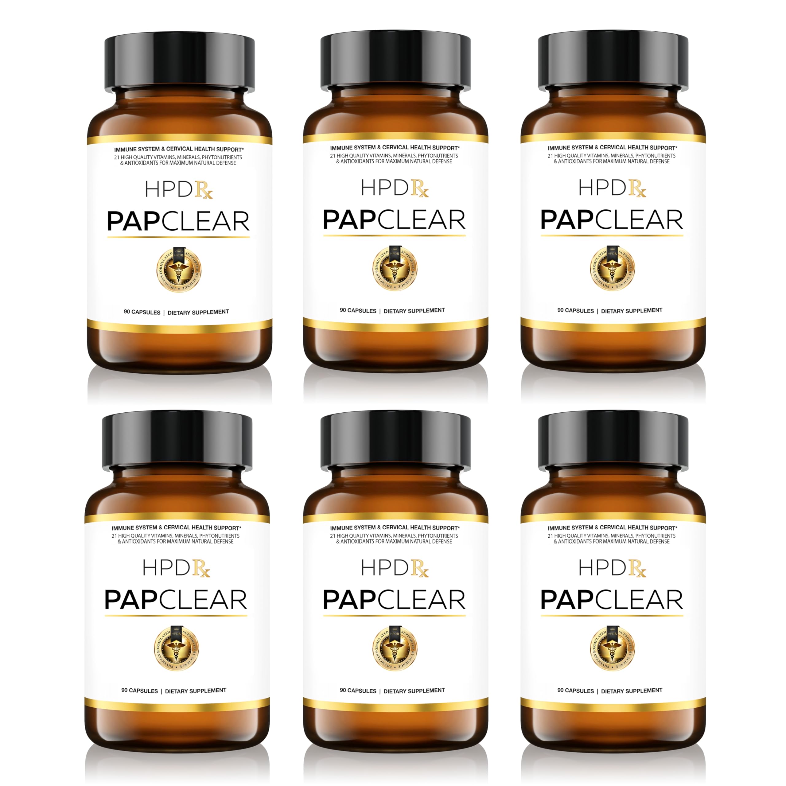 HPD Rx PAPCLEAR Physician Formulated | All Natural Immune Support Supplement | Advanced Powerful Immunity Booster | 90 Capsules | Pack of 6