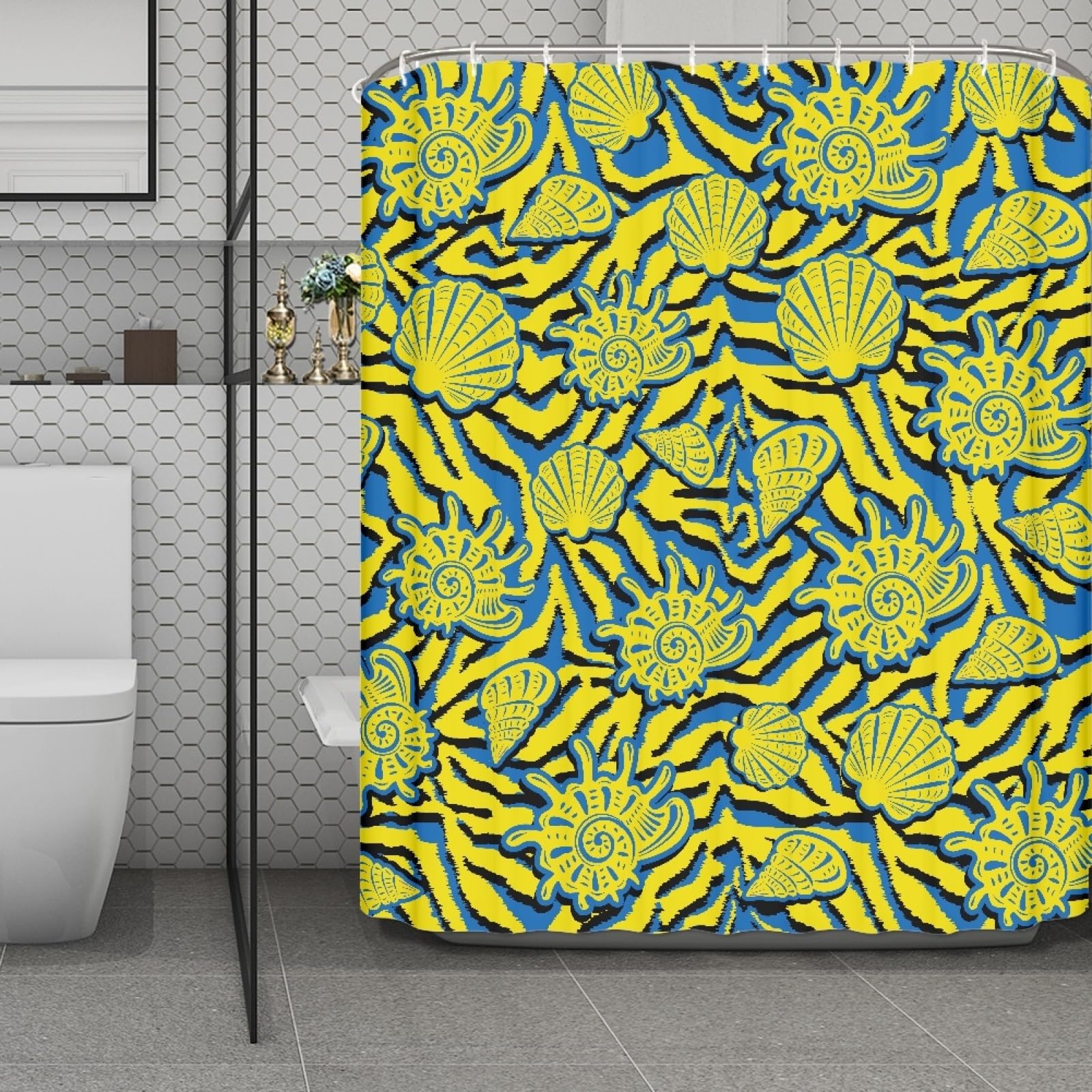 Rideau douche 200x240 anti moisissure imperméable rideau baignoire jaune