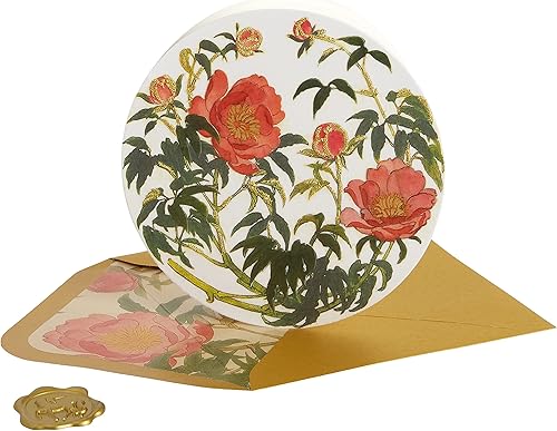 NIQUEA.D Tarjeta de recuperación pronto, flores naranjas con bordado de oro (NGW-0002) disponible en Yaxa Colombia