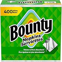 Bounty Paper Napkins White 400 Count - 2X Stronger When Wet, Thicker & More Absorbent for Mess-Free Meals
