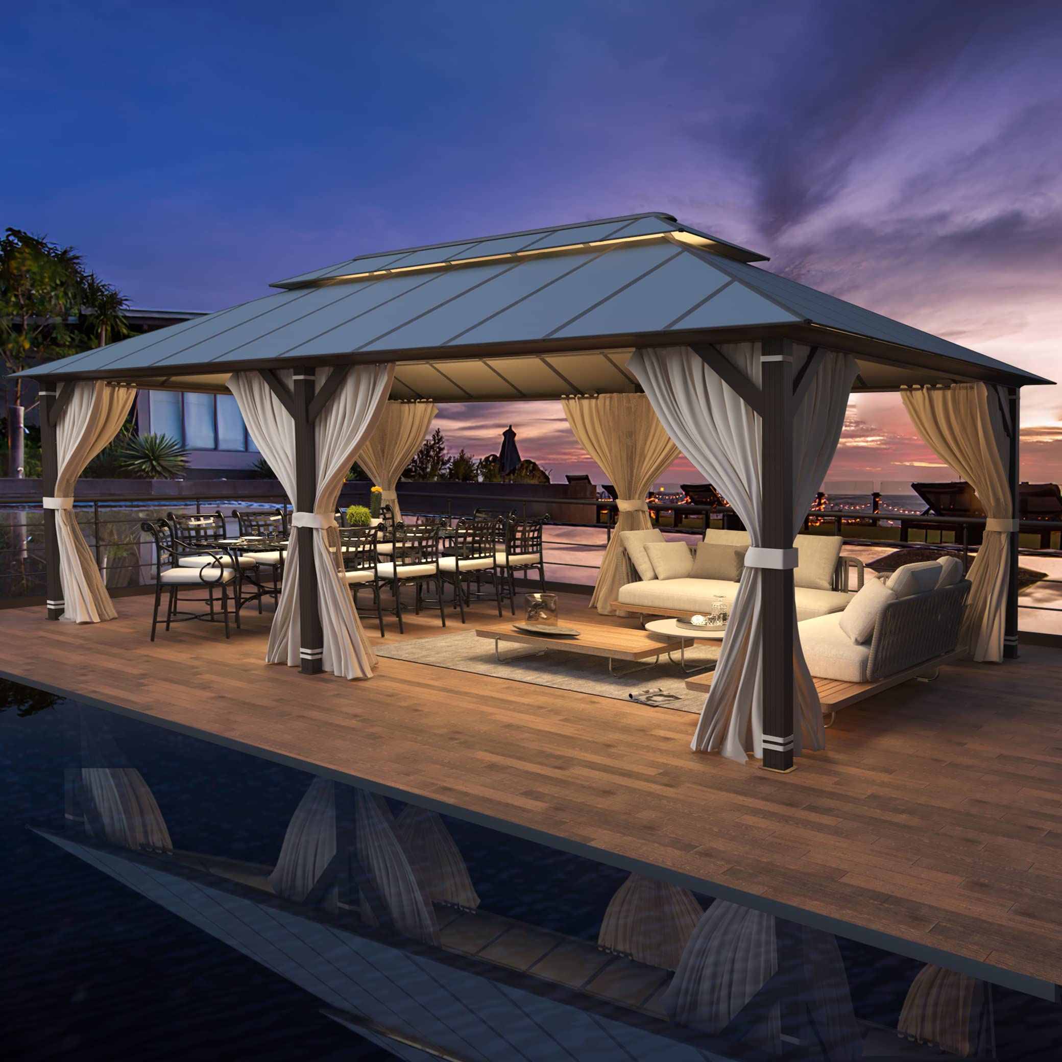 Buy Aluminum Double Roof Outdoor Metal Gazebo, 12' x 20' Hard Top