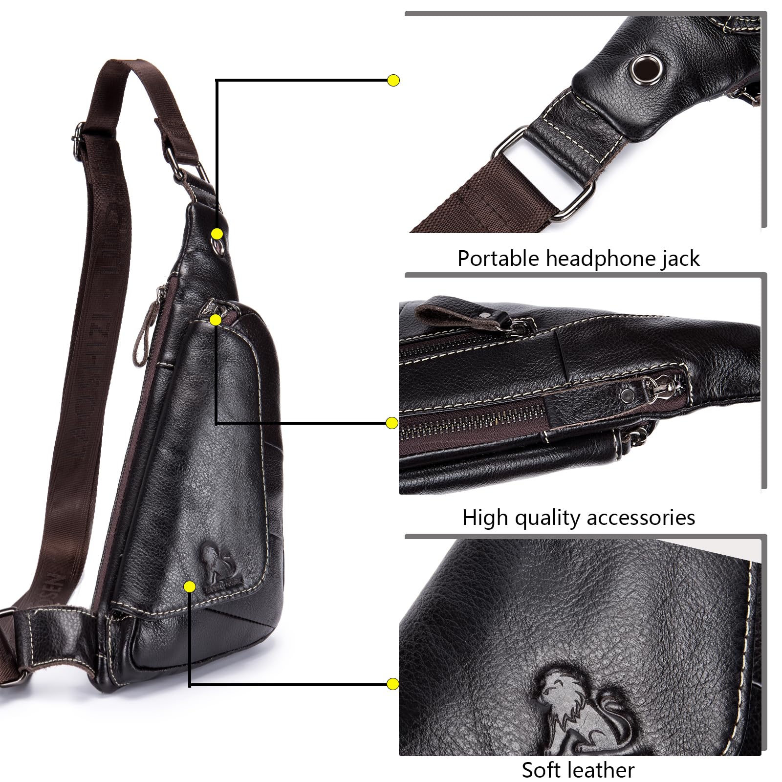 pundarika Torba na ramię męska skórzana torba na ramię biznesowa skórzana torba na klatkę piersiową torba crossbody wypoczynek sportowa torebka mała moda retro