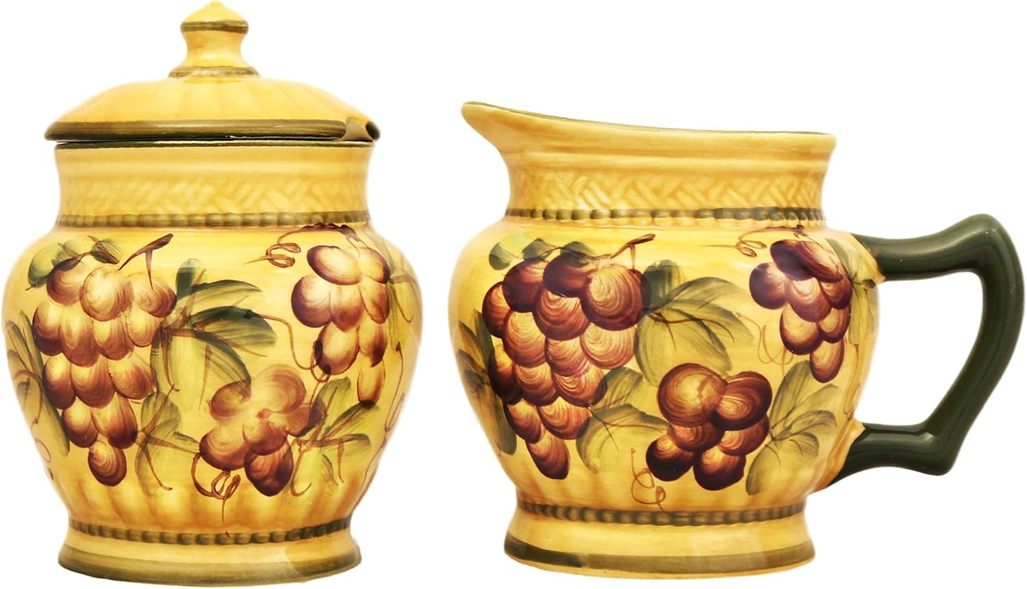 SUGAR & CREAMER SET TUSCANY GRAPE WINE DECOR Cream And