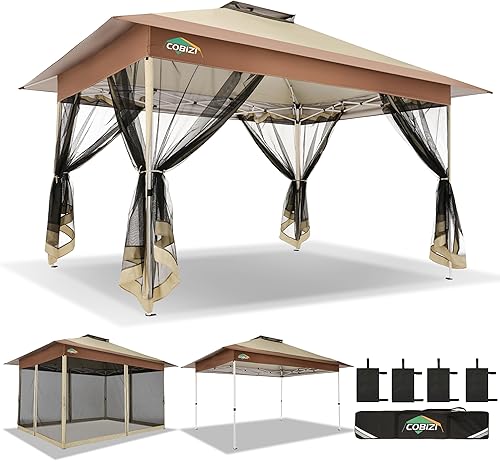 Miniatura 20 de COBIZI Toldo desplegable de 12x12 para patio en oferta con mosquitero, carpas para patio en oferta, tienda de campaña al aire libre con bolsa