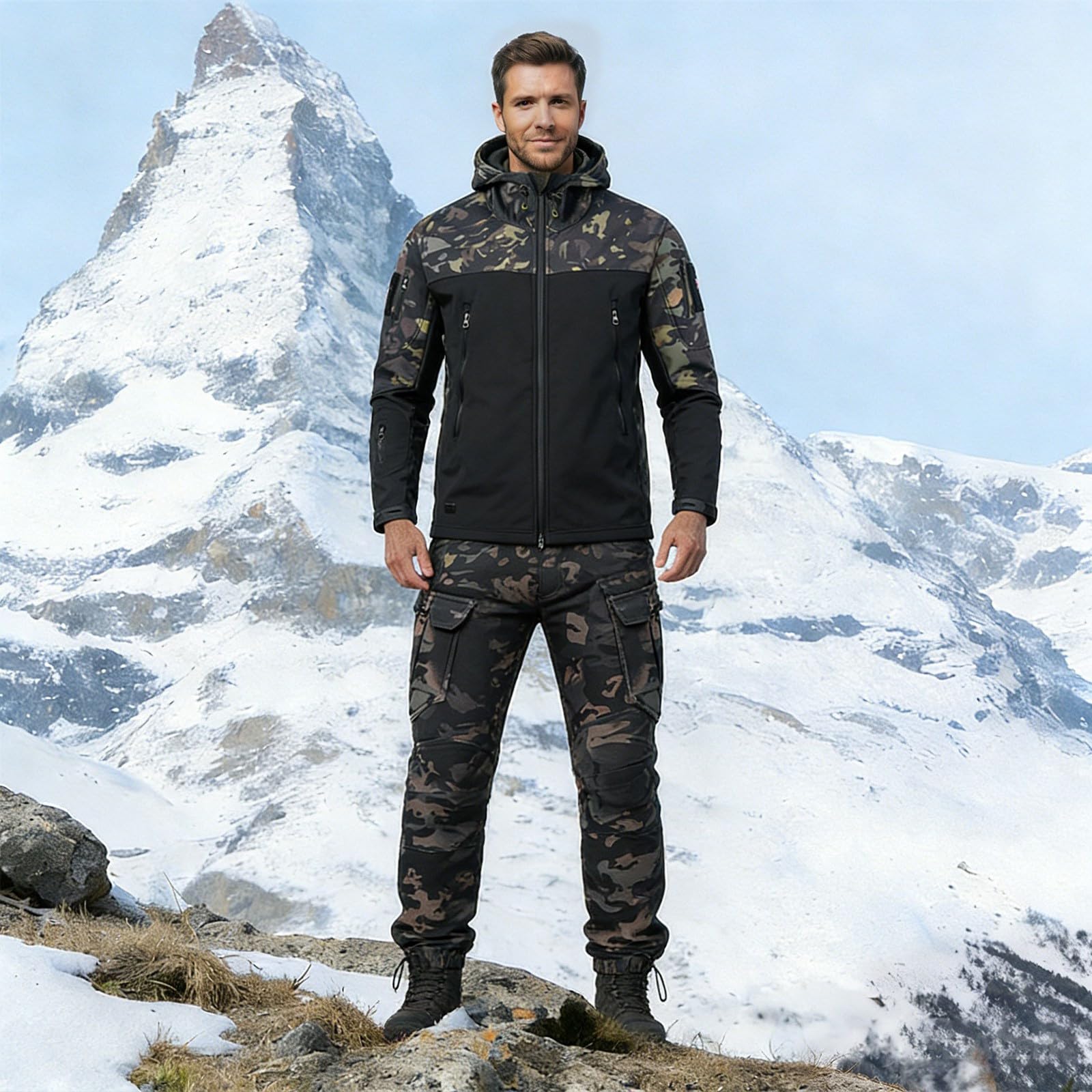Uniformes tácticos de 2 piezas para hombre, traje de combate militar del ejército militar, chaqueta softshell pantalones, ropa de caza impermeable, chaqueta de trabajo y pantalones, traje de