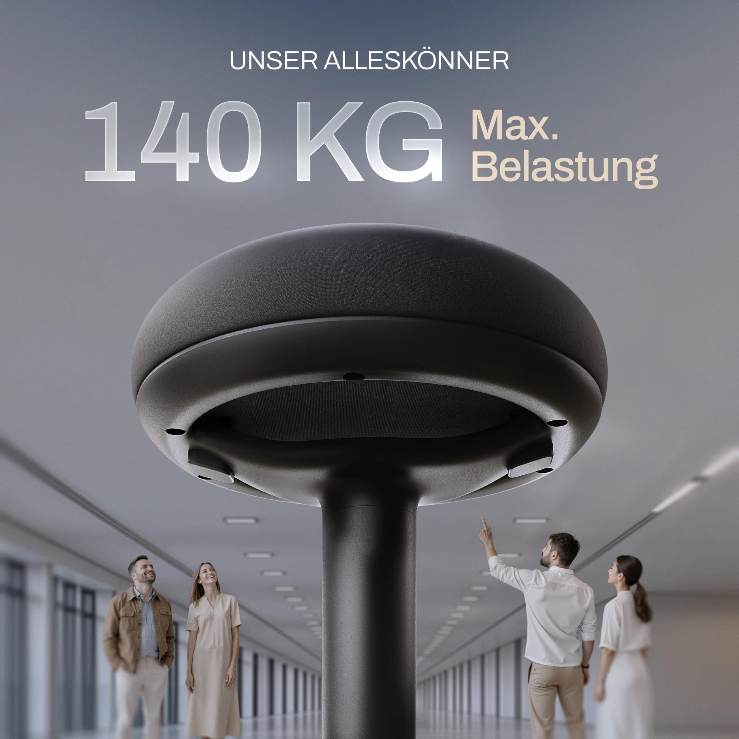 Bürohocker ergonomisch [Zertifiziert] 2in1 Sitzhocker & Stehhocker höhenverstellbar | Ergonomischer Hocker Schwarz für Büro und Schreibtisch - Wackelhocker + Pendelhocker mit Schwingeffekt