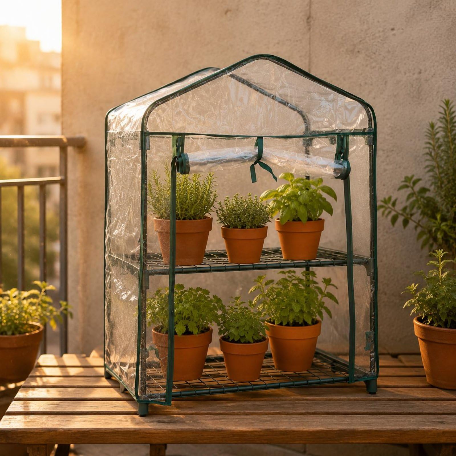 Housse Serre en PVC Transparent Tente Serre en PVC Résistant pour Les Intempéries Abri Plante Imperméable pour Jardin, Balcon , 4 Étages